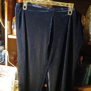 Beware!- 3XL- Elegant Asymmetrical Navy Blue Silk Skirt